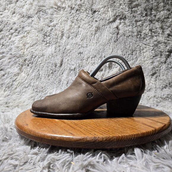Born Womens Kinney Boot Size 9 Block Heel Shootie Brown Leather Slip On Shoe - Picture 9 of 10
